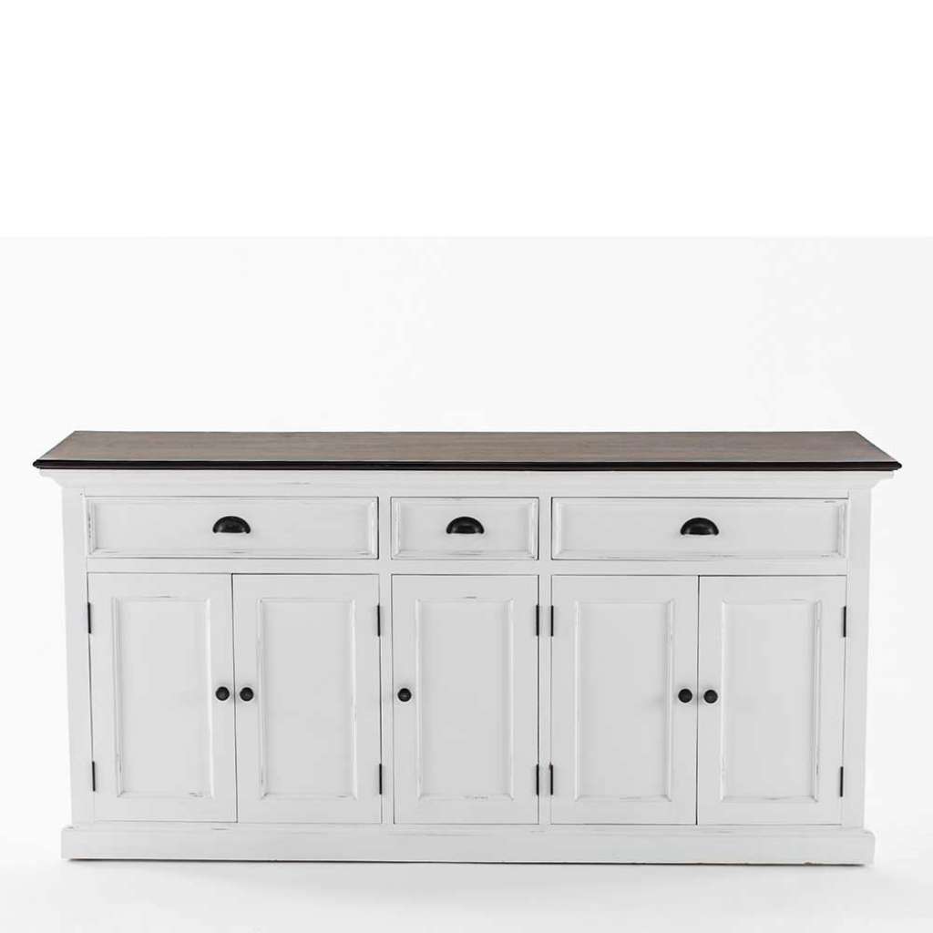 XL Sideboard Landhaus in Weiß und Dunkelbraun 180 cm breit