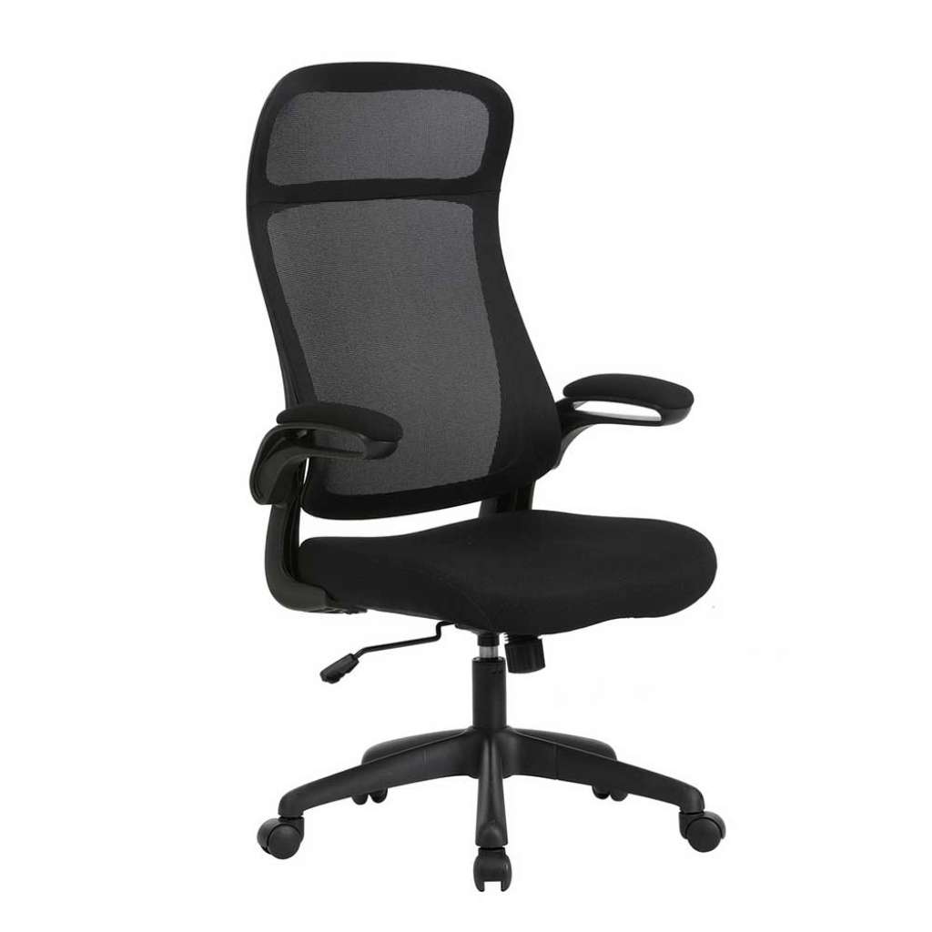 Ergonomischer Bürostuhl schwarz mit hoher Lehne Lendenwirbelstütze