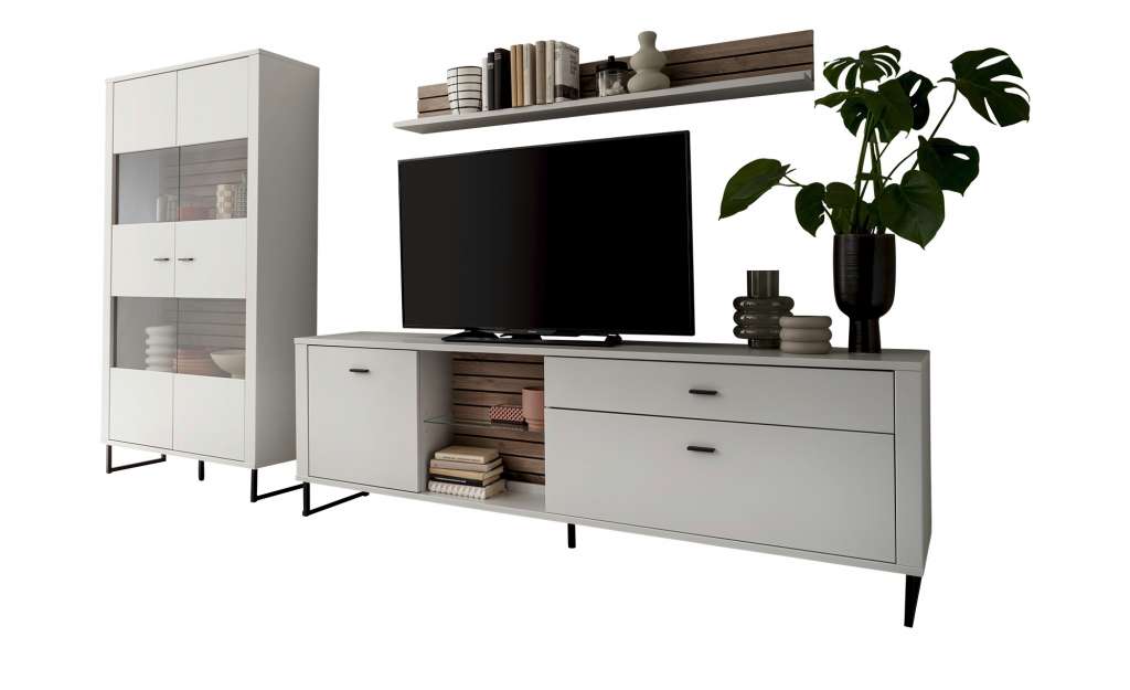 uno Wohnkombination  Leni ¦ grau ¦ Maße (cm): B: 310 H: 187 T: 44 Wohnwände - Höffner