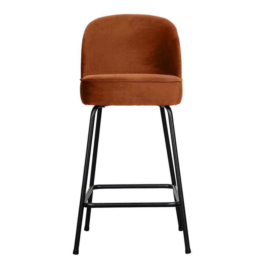 Tresenhocker mit Rückenlehne in Rostfarben und Schwarz 64 cm Sitzhöhe