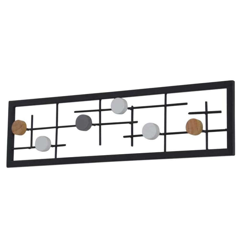 Moderne Garderobenhakenleiste in Schwarz Metall und Holz