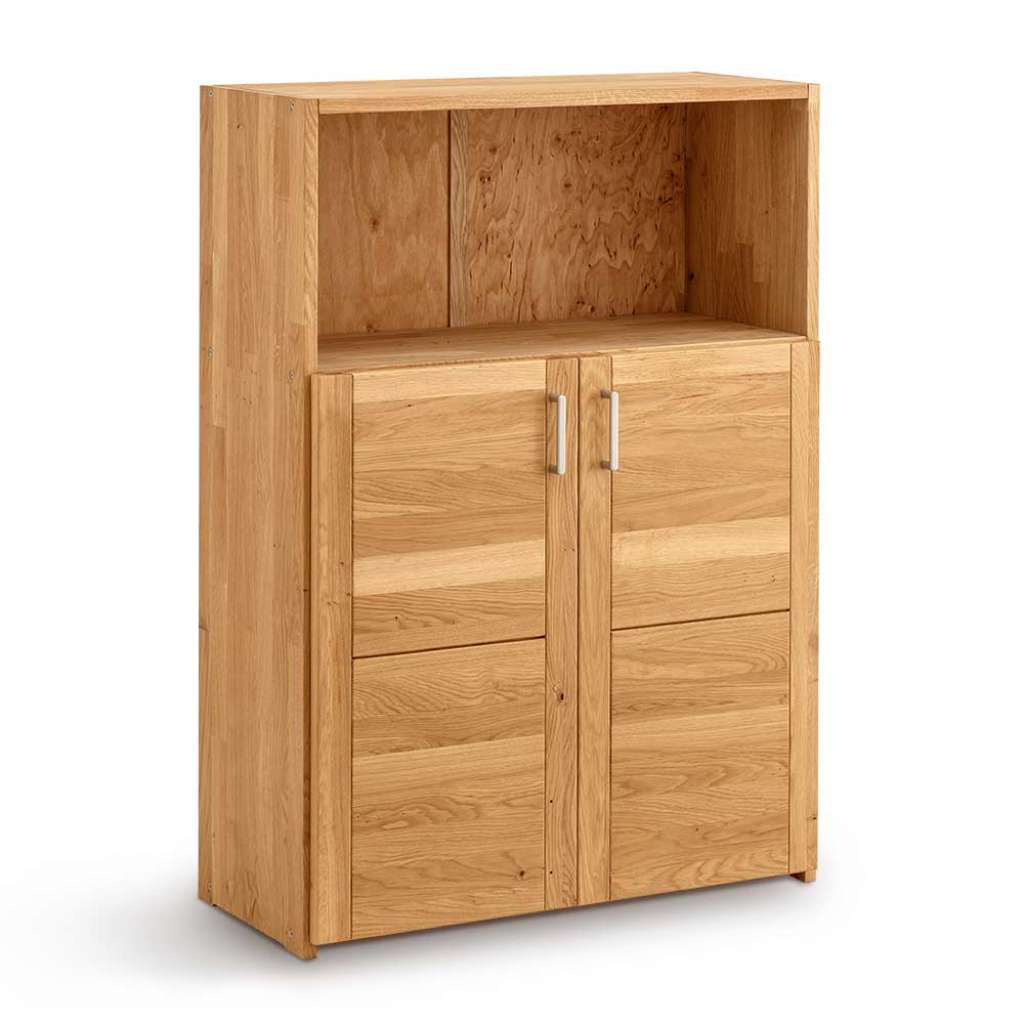 Büroschrank mit zwei Türen aus Wildeiche Massivholz 112 cm hoch