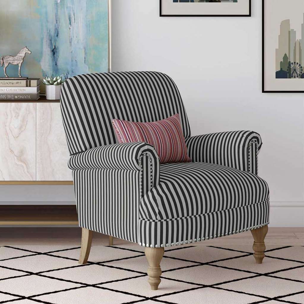 Landhaussessel mit Streifen in Schwarz Weiß