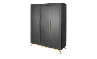 Kleiderschrank  Miami Black ¦ schwarz ¦ Maße (cm): B: 154 H: 194 T: 53 Schränke > Schranksysteme - Höffner