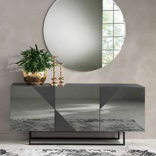 Spiegel Esszimmersideboard in Anthrazit Bügelgestell aus Metall