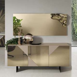 Spiegelglas Front Sideboard in Taupe und Bronze Wangengestell aus Metall