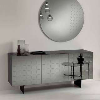 Design Esszimmersideboard in Grau und Anthrazit Spiegelglas Front