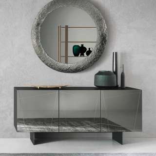 Spiegelglas Sideboard in modernem Design Wangengestell aus Metall