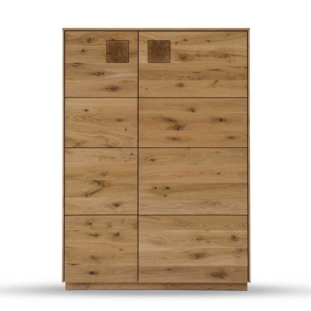 Wildeiche Wohnzimmer Schrank in modernem Design 145 cm hoch