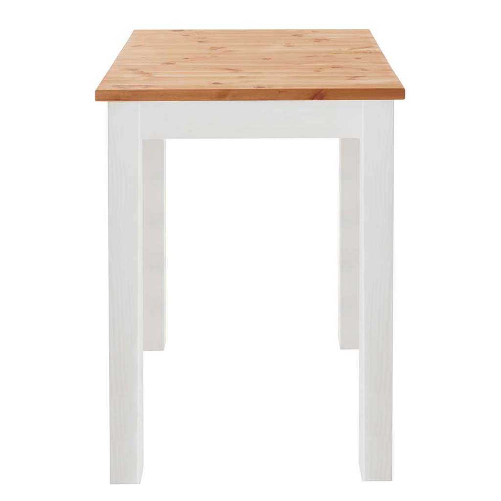 Massiver Bartisch Holz in Kieferfarben und Weiß 103 cm hoch