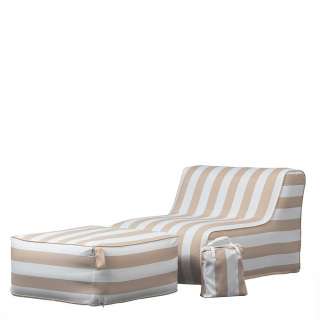Aufblasbares Sessel Set in Weiß und Beige Streifenmuster