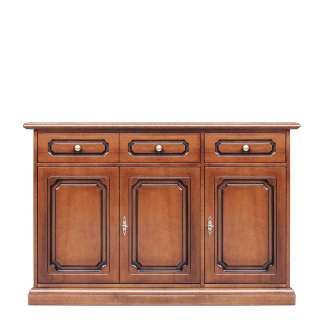 Sideboard klassisch Nussbaum teilmassiv drei Schubladen und Türen