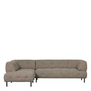 Hellbraun meliertes L Sofa aus Strukturstoff 45 cm Sitzhöhe