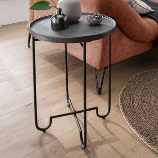 Beistelltisch Industriestil in Schwarzgrau und Schwarz 60 cm hoch
