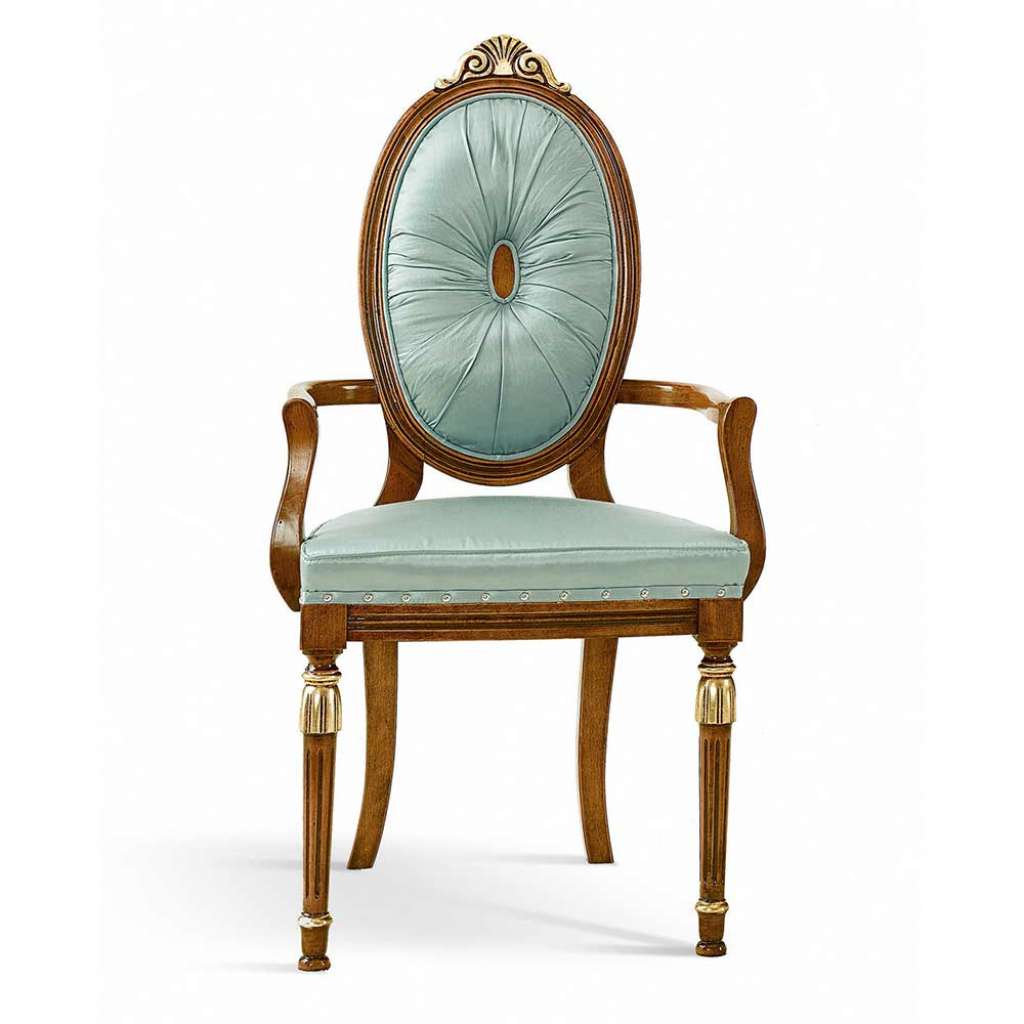 Barockstil Armlehnstuhl in Mintgrün Gestell aus Massivholz