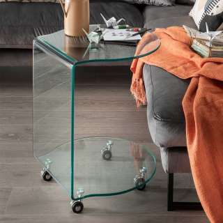 Anstelltisch mit Rollen aus Klarglas 60 cm hoch - 45 cm breit