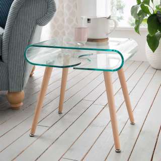 Beitisch mit Glasplatte in Transparent Skandi Design