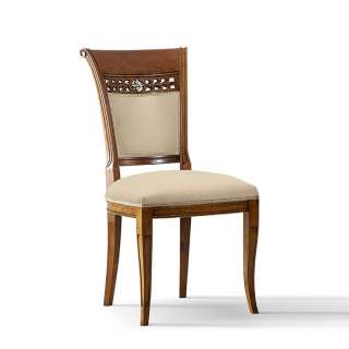 Stilmöbel Stuhl in italienischem Design Beige und Buche braun