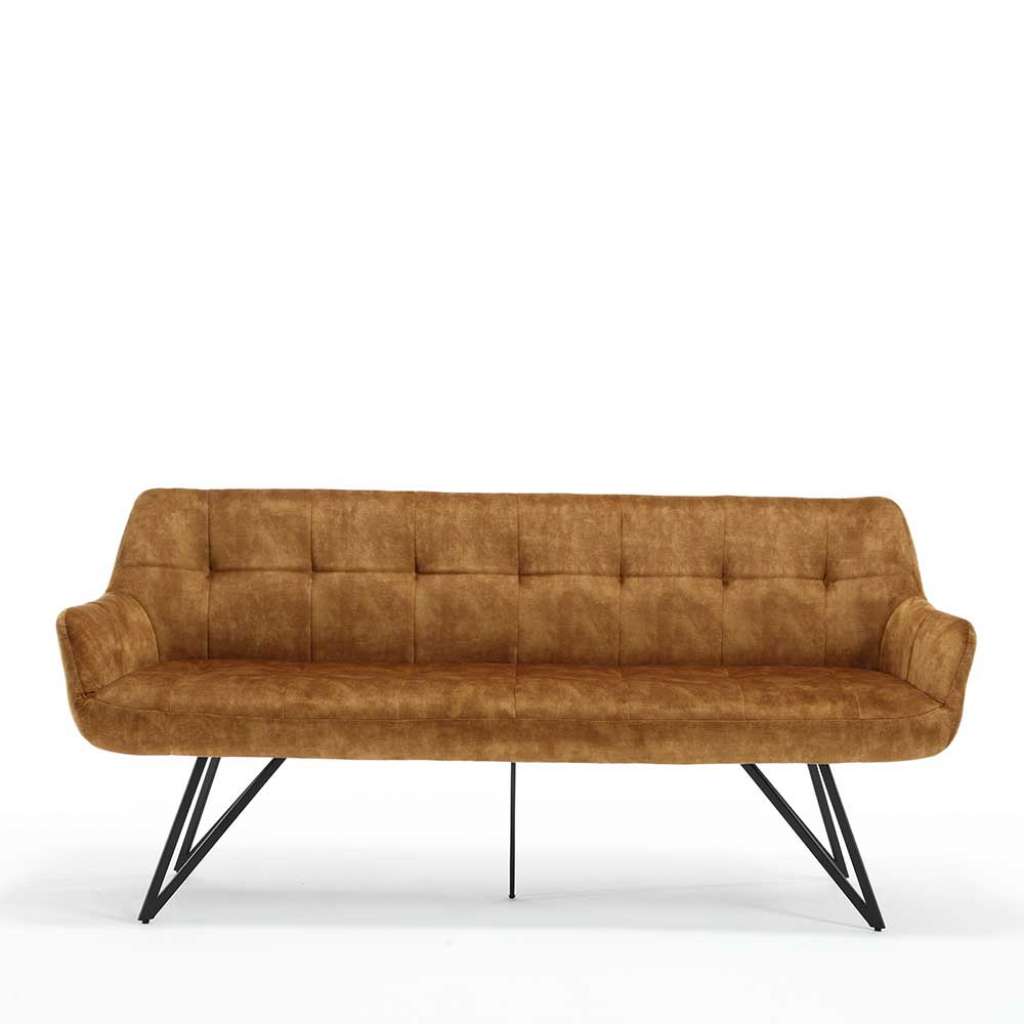 Essbank Ockergelb Velours in modernem Design 180 cm breit