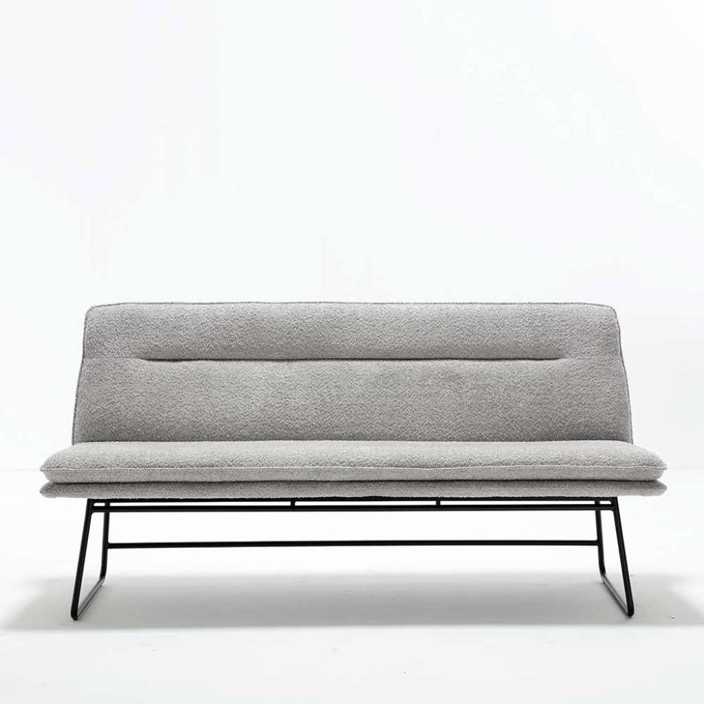 Graue Boucle Polsterbank in modernem Design 180 cm breit