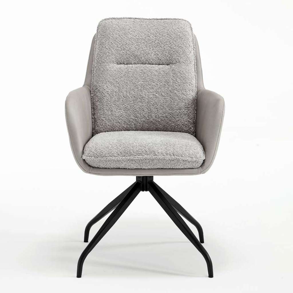 Polsterstuhl Set Esszimmer in Grau und Schwarz Spider Gestell aus Metall (2er Set)