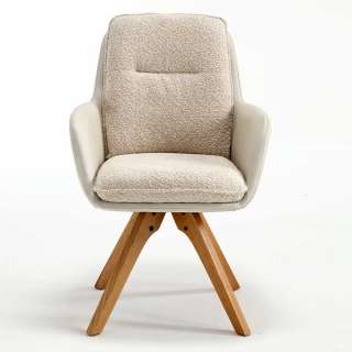 Moderne Esstisch Stühle in Cremeweiss Eichefarben (2er Set)