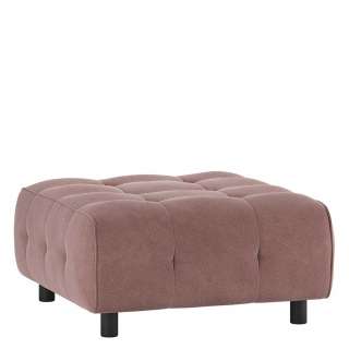 Webstoff Couch Hocker Mauve in quadratischer Form Vierfußgestell aus Holz