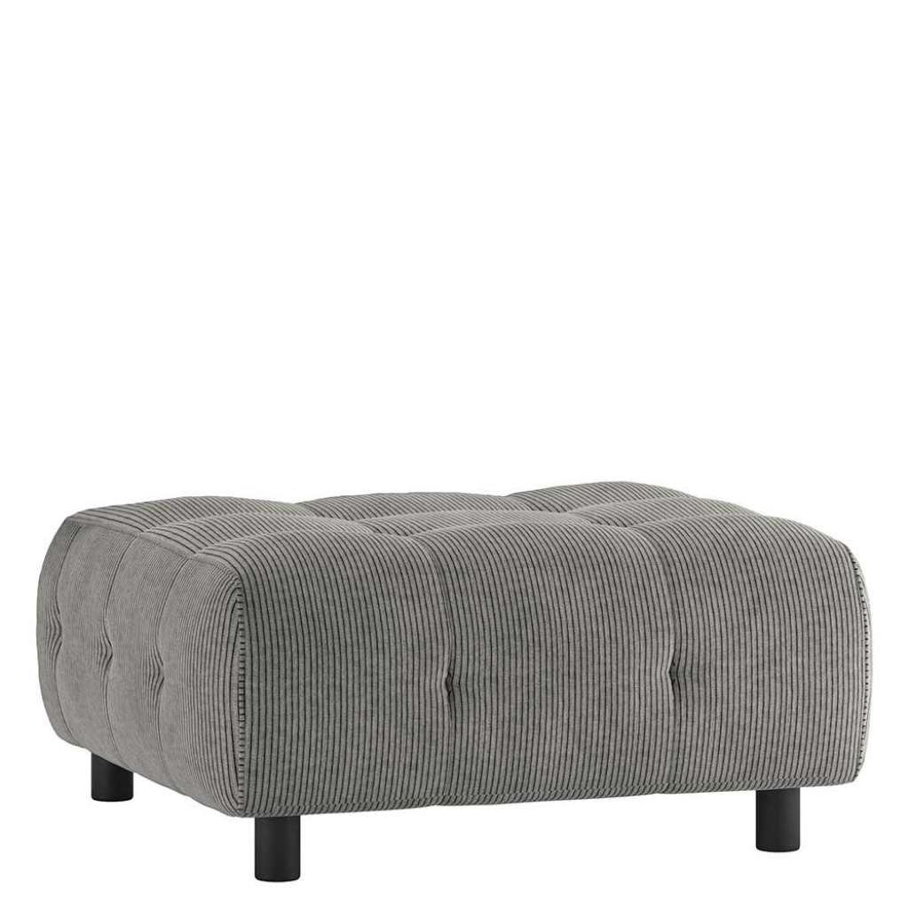 Hocker für Modulsofa Graugrün aus Cordstoff Vierfußgestell aus Holz