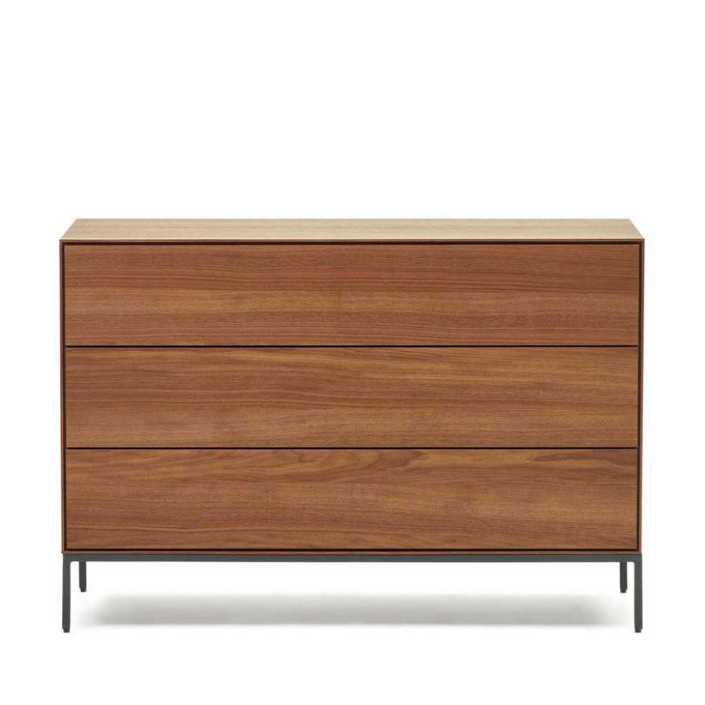Schlafzimmer Kommode modern in Nussbaumfarben drei Schubladen
