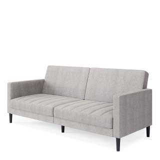 Sofa Webstoff hellgrau mit Rücken Klappmechanik 200 cm breit