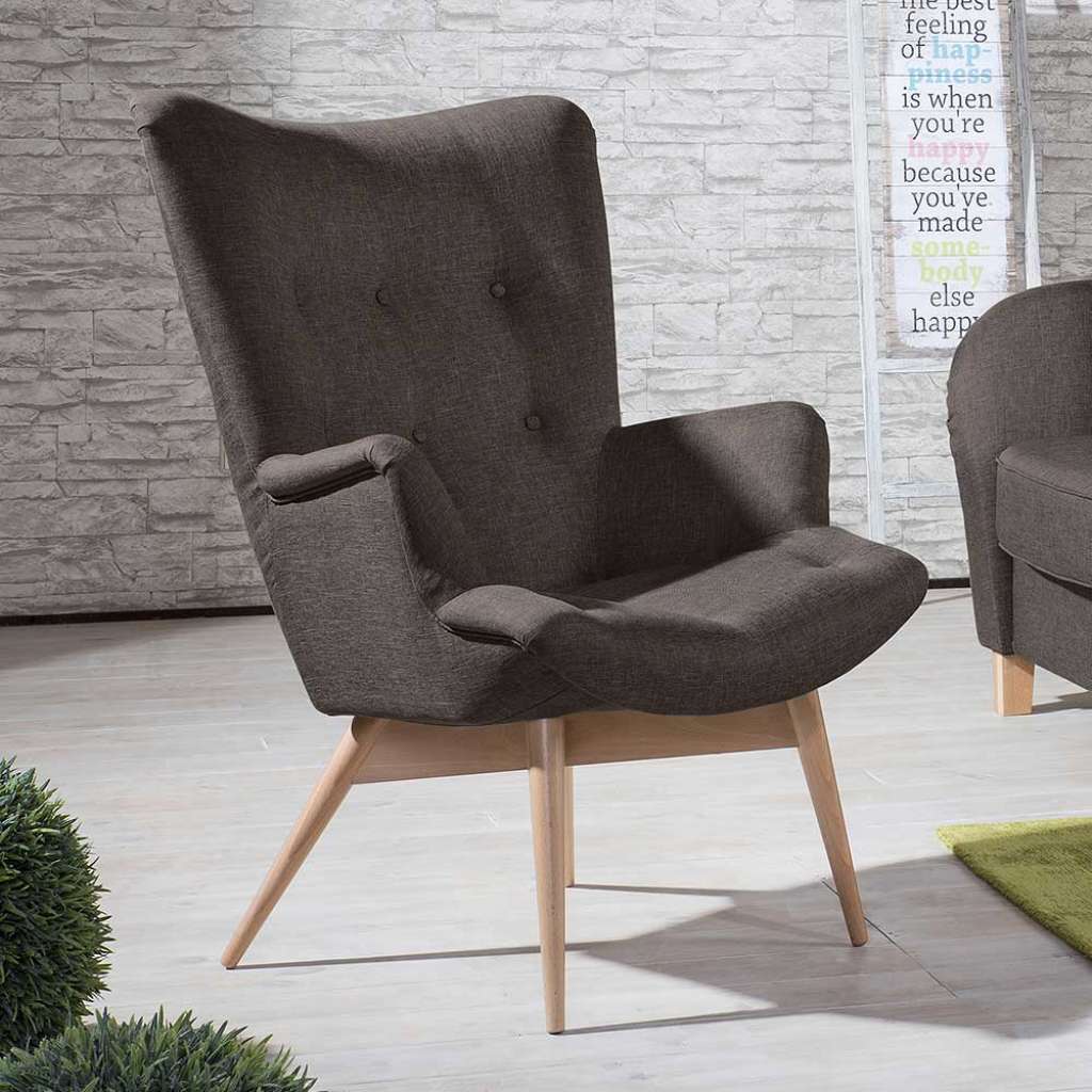 Wohnzimmer Einzelsessel im Skandi Design hohe Rückenlehne