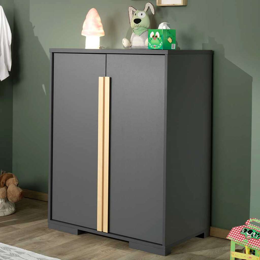 Kinderzimmer Wäscheschrank in Anthrazit 116 cm hoch 86 cm breit