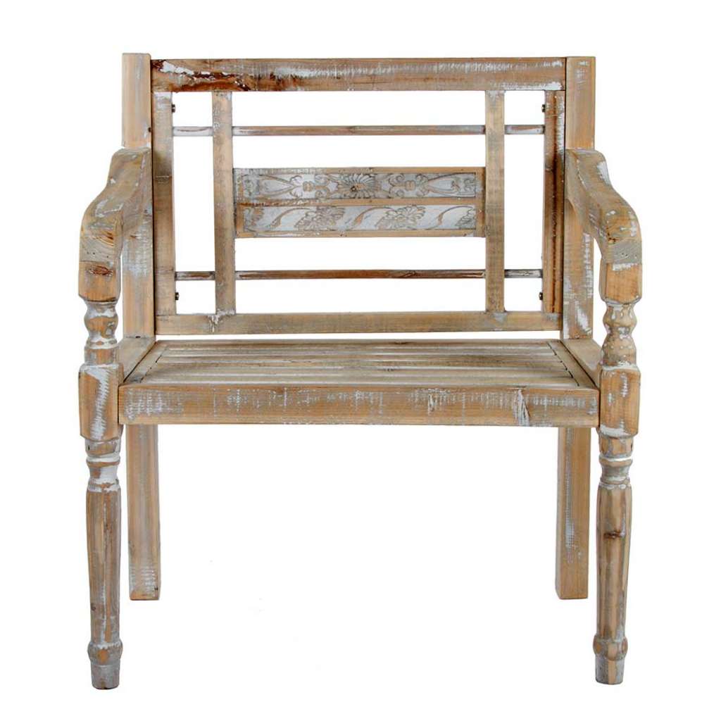 Shabby Stil Holzbank mit Armlehnen 71 cm breit - 85 cm hoch