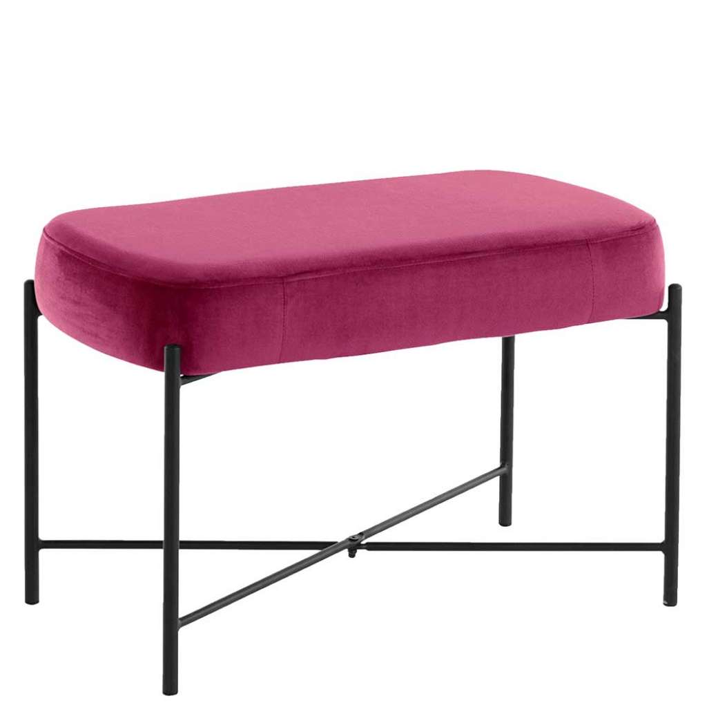 Bank Samt Pink mit Vierfußgestell aus Metall 43 cm hoch