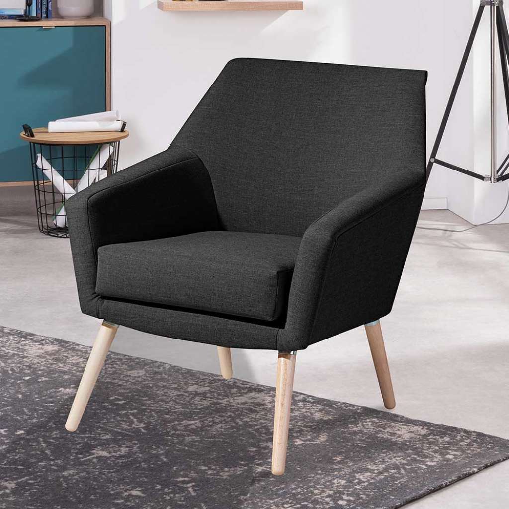 Einzelsessel Retro Design in Schwarz Buchefarben