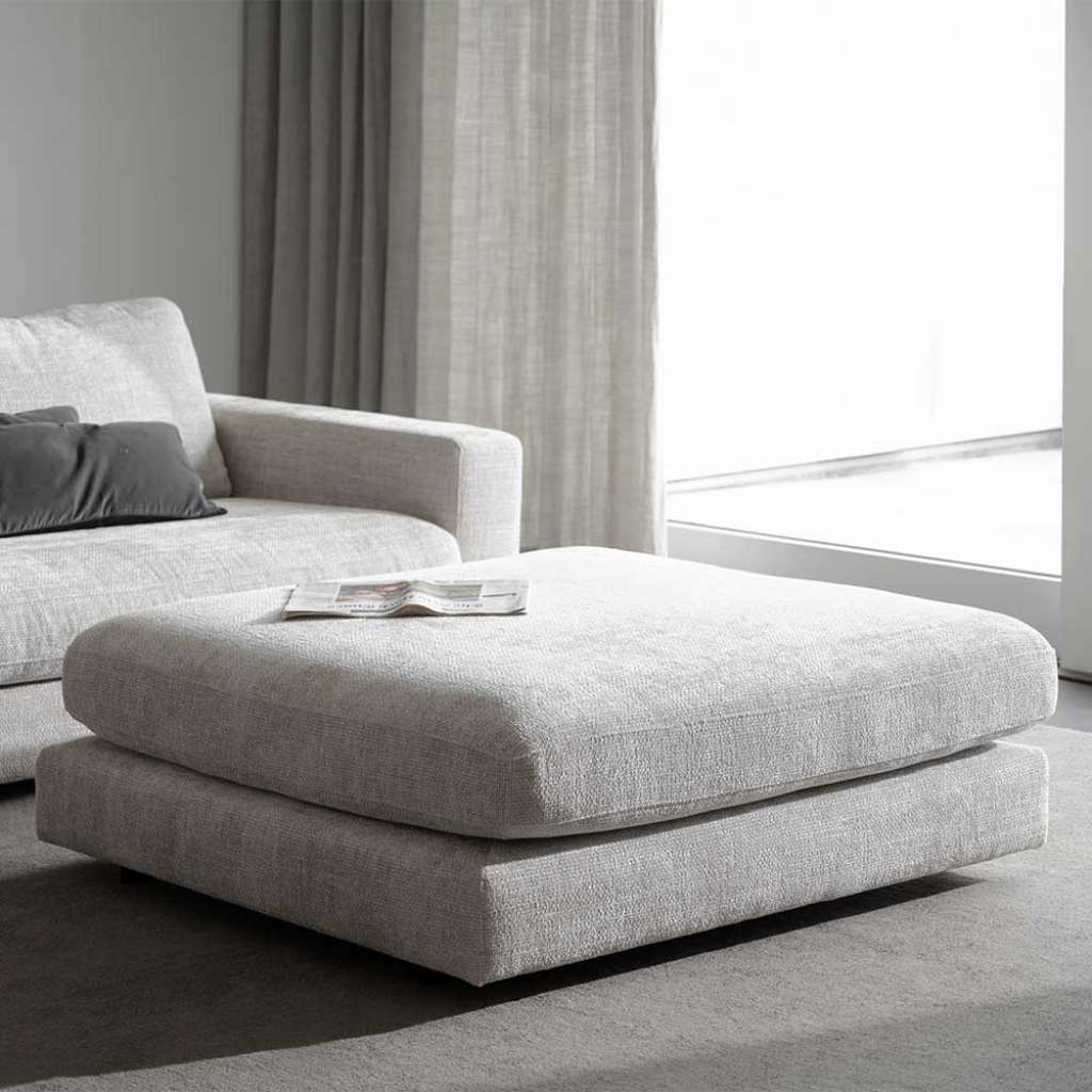 Couchhocker hellgrau modern aus Webstoff 112 cm breit - 103 cm tief