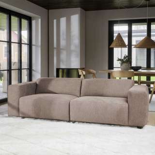 Dreier Sofa Beige Stoff in modernem Design 236 cm breit