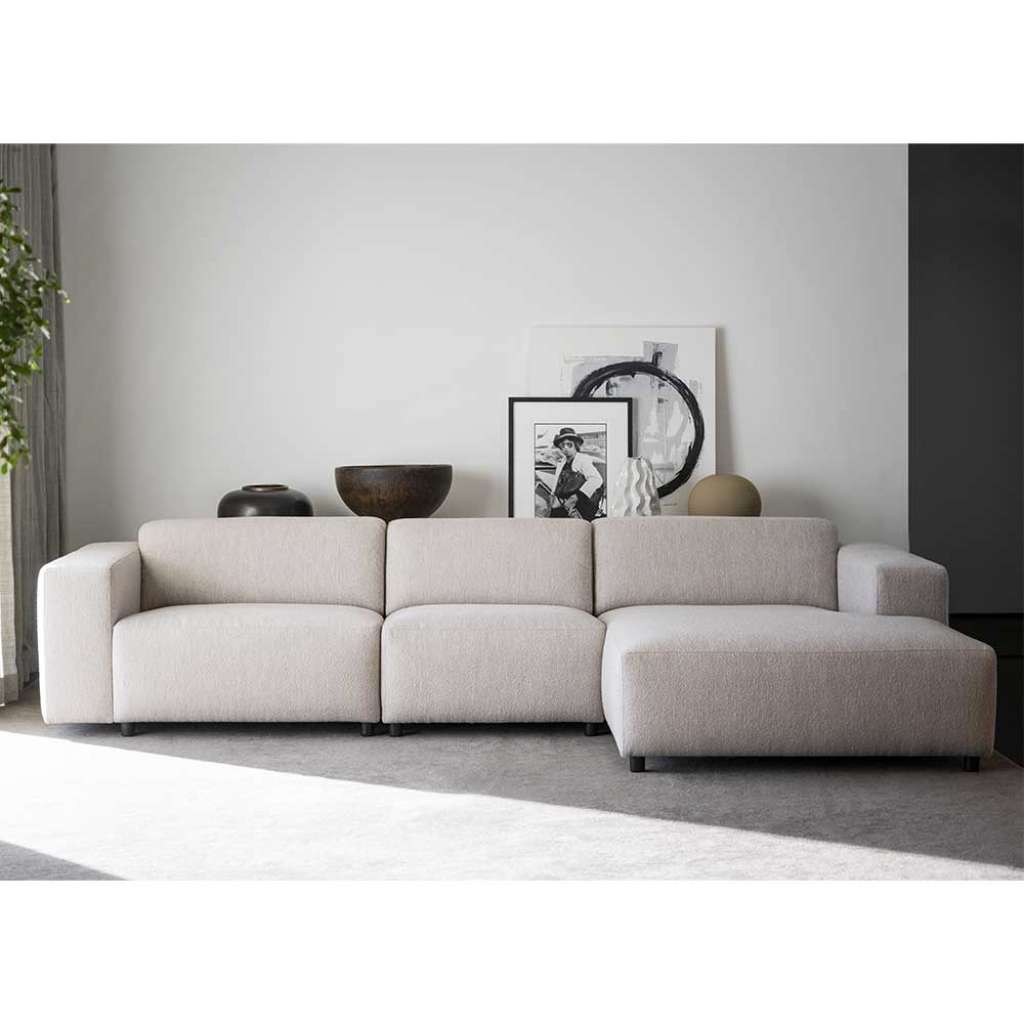 Sofalandschaft modern in Cremefarben Boucle vier Sitzplätzen