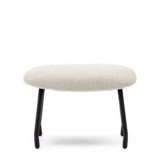 Weißer Boucle Hocker im Skandi Design 58 cm breit - 40 cm hoch