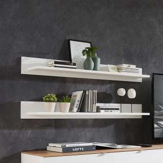Weißes Wandregal modern 120 cm breit 16 cm hoch mit Rückwand