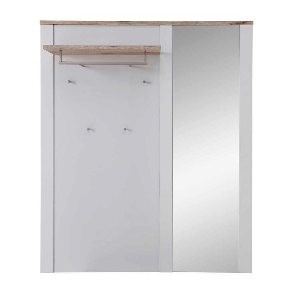 Garderobe Flur mit Spiegel in Lichtgrau Wildeichefarben