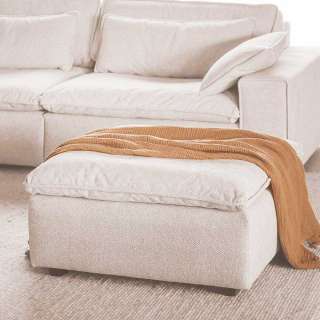 Polsterhocker zur Couch in Beige Stoff 91 cm breit - 45 cm hoch