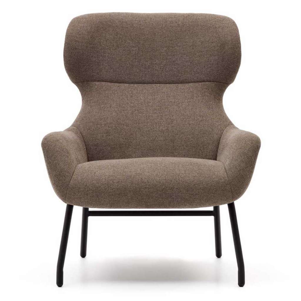 Sessel hellbraun Chenille im Skandi Design 97 cm hoch - 78 cm breit