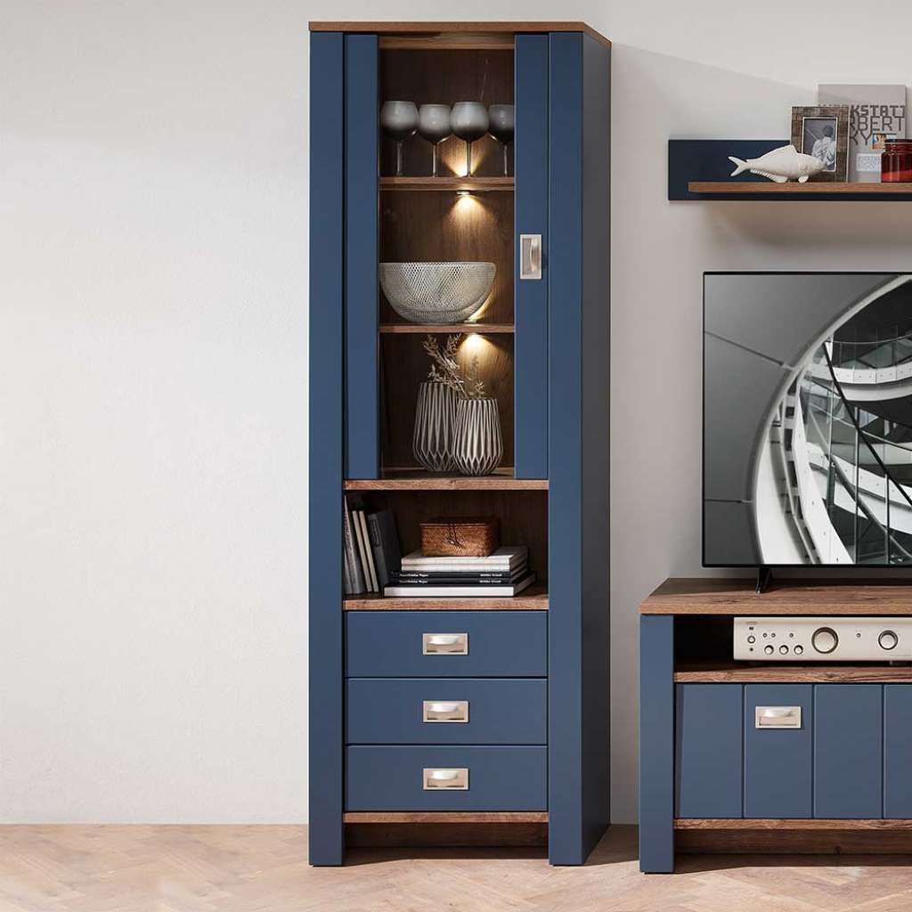 Wohnzimmerschrank Vitrine 201 cm hoch modernen Landhausstil