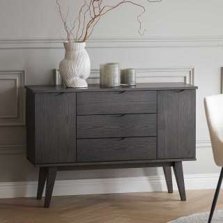 Skandi Esszimmer Sideboard in Eiche Dunkelbraun drei Schubladen und zwei Türen