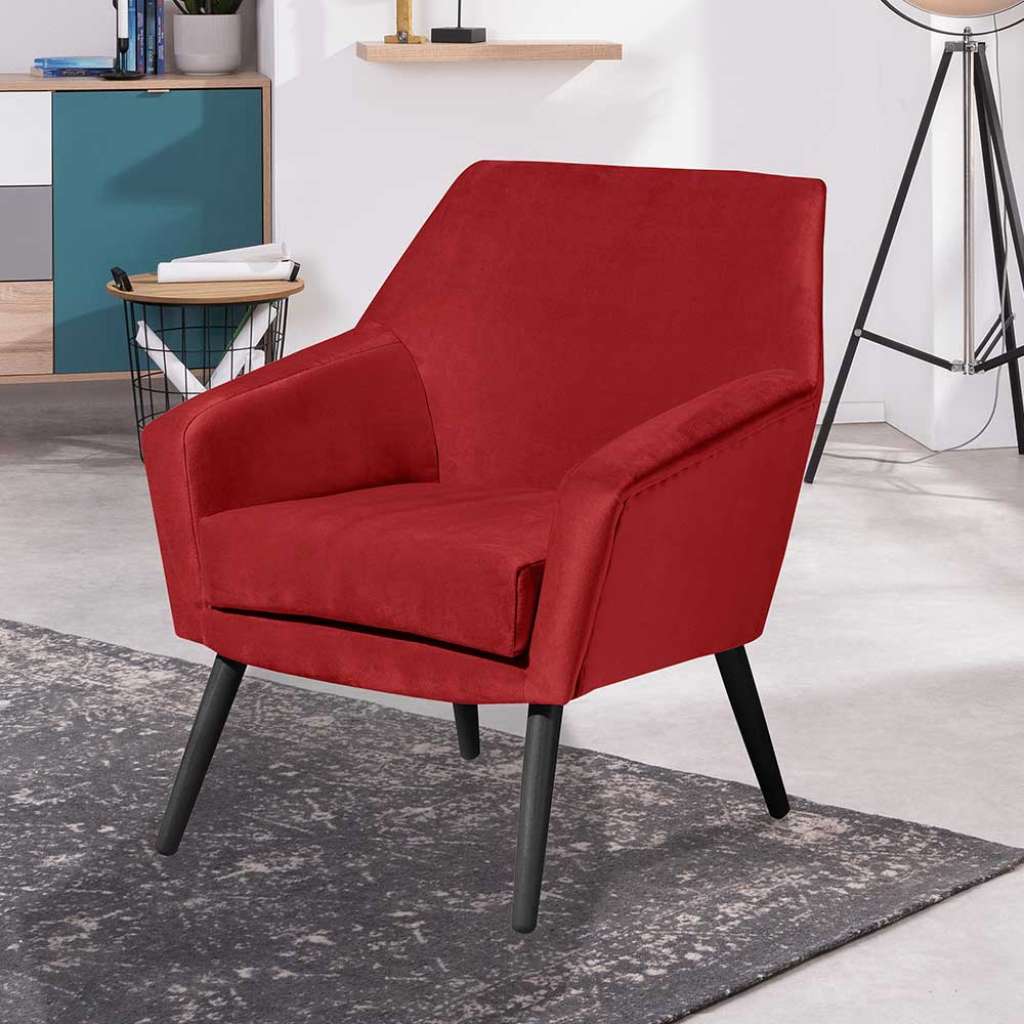 Sessel mit Armlehnen in Ziegel Rot und Schwarz 67 cm breit