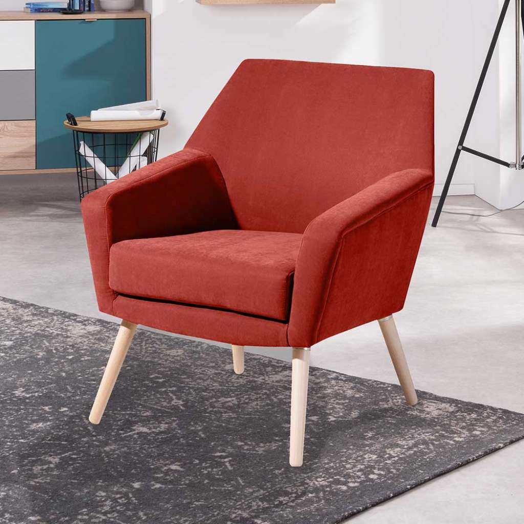 TV Sessel in Terracotta und Buchefarben Retrostil