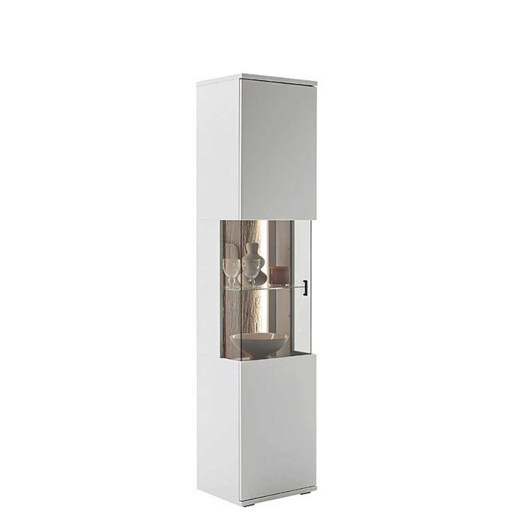 Schrank Vitrine weiss modern 199 cm hoch melaminbeschichtet