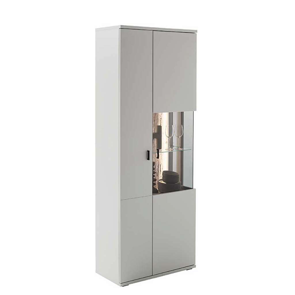 Esszimmer Vitrine weiss in modernem Design 199 cm hoch