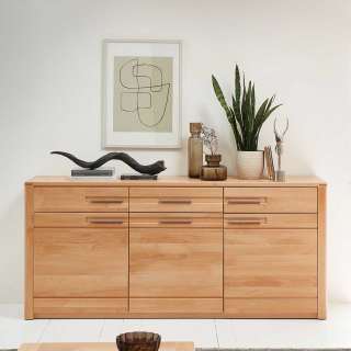 Modernes Sideboard in Kernbuchefarben teilmassiv 190 cm breit